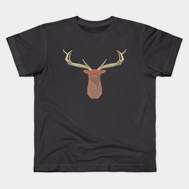 Abstract low poly elk head Kids T-Shirt by Blackvz